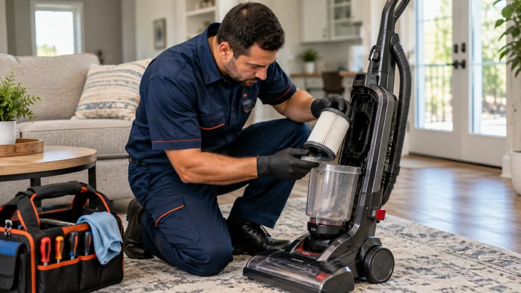 Technician checking a vacuum losing suction in Tyler TX